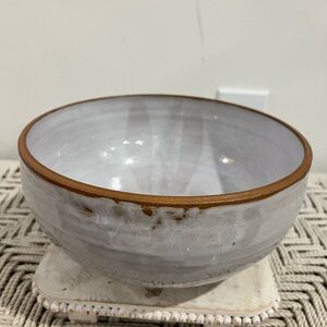 KB Marked Hand Crafted Elegant Gray and Brown Ceramic Bowl